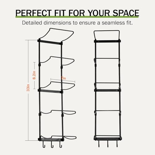 Slim Panda Yoga Mat Holder Wall Mount With Mesh Bag,Yoga Accessories Storage Rack,Home Gym Organizer with 5-Tier & 3 Hooks...