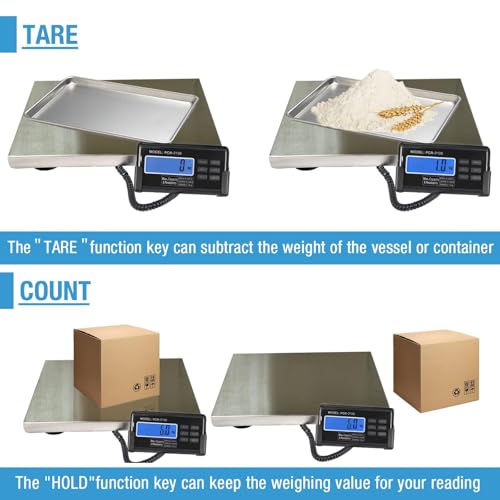 Large 440lbs Shipping Scale, 15"X 12" Platform Heavy Duty Stainless Steel Platform for Postal Industrial Floor Business Of...