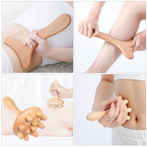 Komogir Wood Therapy Massage Tools 5-in-1 Lymphatic Drainage Massager Maderoterapia Kit Wooden Massager Body Sculpting Too...