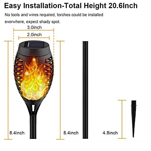 Kurifier Solar Tiki Torches - 12Pack Waterproof Outdoor Lights with Flickering Flame for Garden, Patio, Pool Decor - Model Solar Outdoor Lights-002