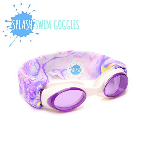 Splash Place SWIM GOGGLES with Fabric Strap - Adult & Kids Swim Goggles - PINKS & PURPLES