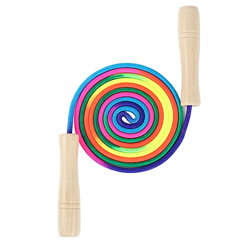 Jump Rope Kids, 8.5ft Adjustable Cotton Skipping Rope with Wooden Handle for Boys and Girls Fitness Outdoor Exercise (Rain...