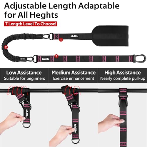 Pull Up Assistance Bands Set, Heavy Duty Adjustable Pull Up Assist Band with Feet Rest, Strength Training Bands for Home G...