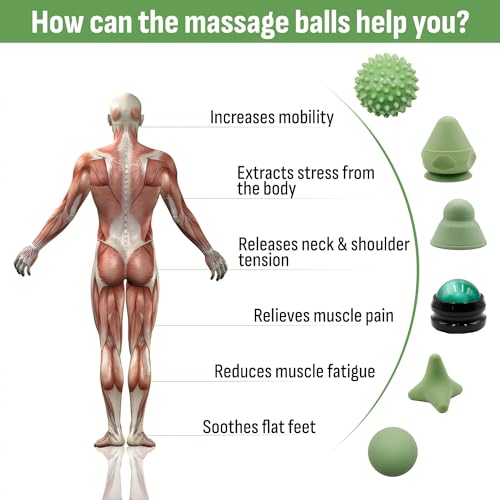 Physical Therapy Pain Relief Massage Ball Set for Trigger Point Release - Myofascial Release Tool & Deep Tissue Massage Se...