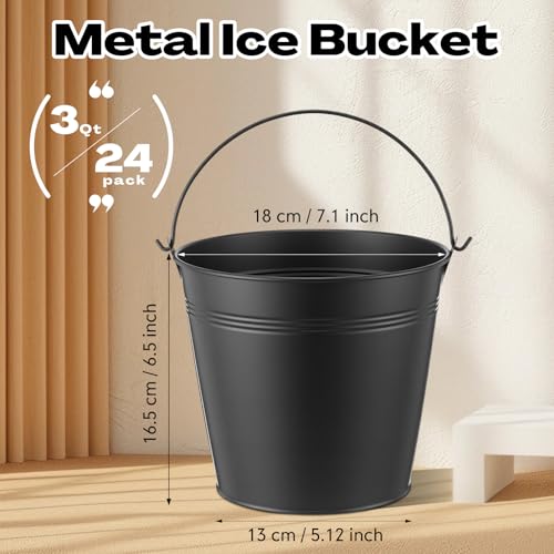 Didaey 24 Pcs Metal Beer Bucket Bulk Ice Bucket Ice Pails with Handle Champagne Soda Party Beverage Chiller for Summer Pic...