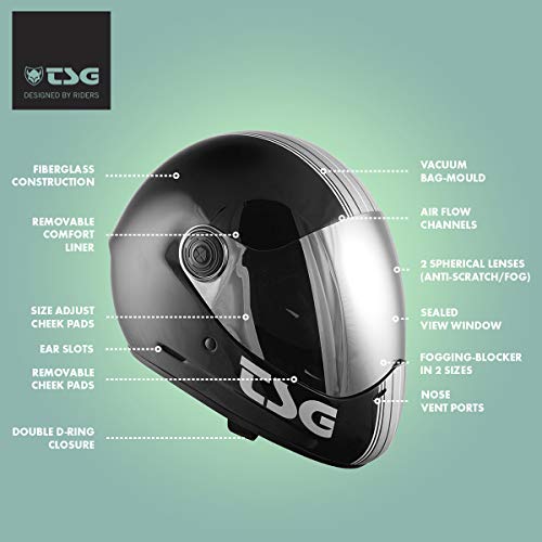 TSG - Pass Pro Full-face Helmet w/Two Visors | Performance Helmet for Downhill Skateboarding, E-Skating, E-Onewheeling, Lo...