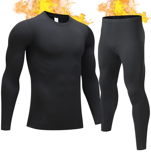 TEEPIRE Mens Thermal Underwear Set with Lightweight Ultra Soft Fleece Lined,Long John Set, Skiing Base Layer