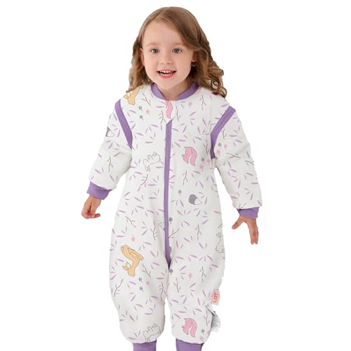 LAT Baby Sleep Bag with Feet Winter,3 Way Zip Wearable Blanket,Warm Sack for Toddler 2.5 TOG-Sleepsuit Removable Sleeves