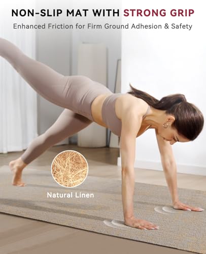 HAPBEAR Extra Large Yoga Mat (84''x30'') - 1/4'' Thick Durable Natural Linen, Non-Slip & Tear-Resistant - Perfect for Home...