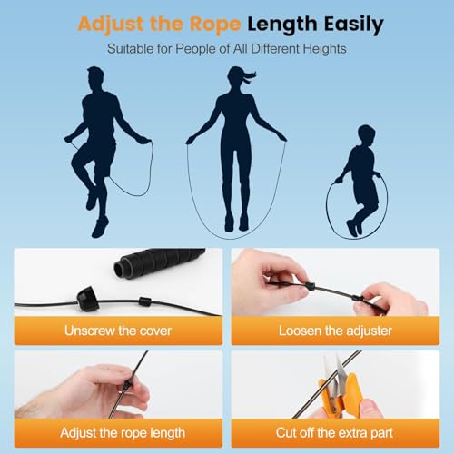 Elicho Weighted Jump Rope,Adjustable Tangle-Free Rapid Speed Steel Jumping Rope for Kids,Women and Men,Workout Jump Rope w...