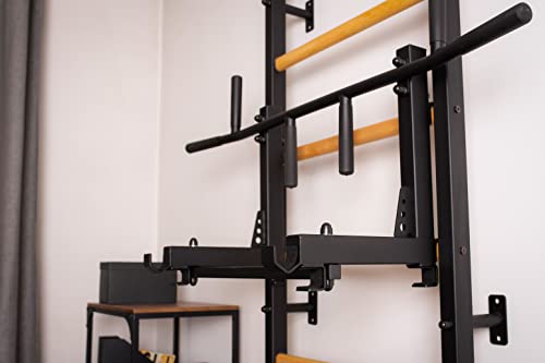BenchK - Wooden Swedish Ladder Wall Stall Bar - Indoor Chin Up Bar Workout Equipment for Home Exercise, Physical Therapy, ...