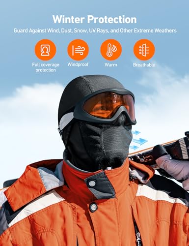 AstroAI Ski Mask Windproof Balaclava for Cold Weather, Winter Face Mask Breathable Stretchable for Skiing, Snowboarding, B...