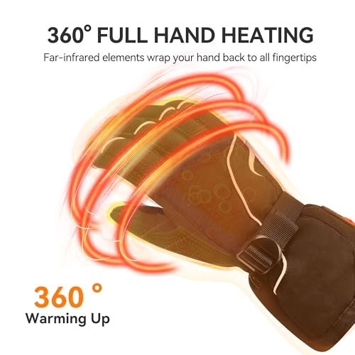 Heated Gloves for Men Women, Rechargeable 7.4V Battery Winter Electric Warming Ski Gloves with 3 Heat Modes Windproof Refl...