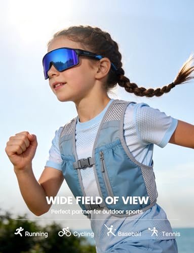 Lamicall Polarized Sport Sunglasses for Age 8-14 Kids - UV400 Protection Baseball Cycling Sun Glasses Gifts for Boys Girls