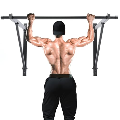 ECOTRIC 46" Wall Mounted Pull Up Chin Up Bar Heavy Duty Gym Workout Fitness Home Mount Fitness 500lbs