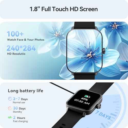 Smart Watch for Men Android & iPhone, Alexa Built-in, 1.8" Touch Screen Fitness Tracker, IP68 Waterproof Heart Rate/Sleep/...