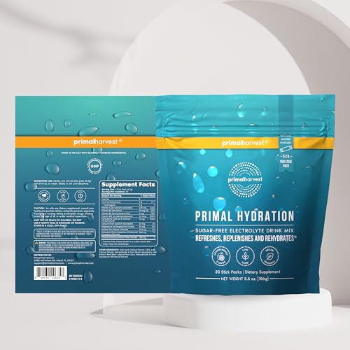 Primal Harvest Electrolytes Powder Packets Primal Hydration, Easy Open Packets, Energy Drink Mix (Lemon Berry, 30 Packs) (...