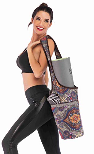 Ewedoos Canvas Yoga Mat Bag Fits Most Mats Yoga Bag with Large Storage Pockets to Hold More Accessories Ideal for Pilates ...