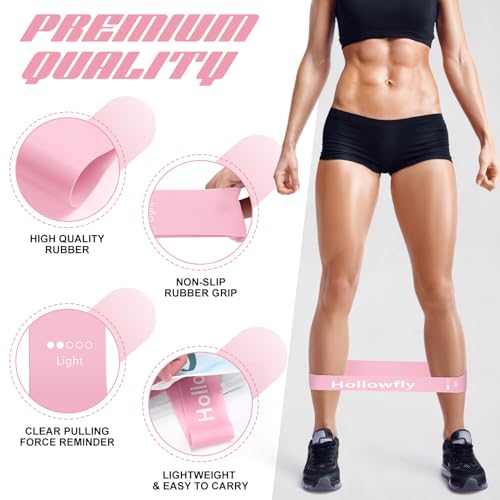 Hollowfly 12 Pcs Latex Resistance Loop Exercise Bands for Booty Workout Stretch Exercise Bands Non Slip for Legs Squat Res...