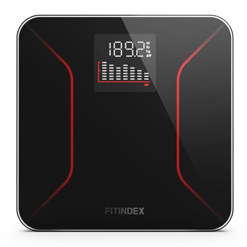 FITINDEX Bathroom Scale for Body Weight, Highly Accurate Digital Weighing Scale with Large LCD Display, Transparent and Sl...