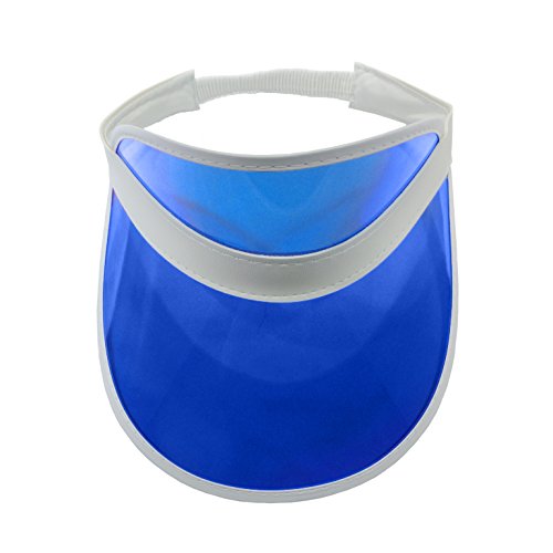 Retro Tennis Beach Plastic Sun Visors Hats, (Pack of 100), Blue, One Size