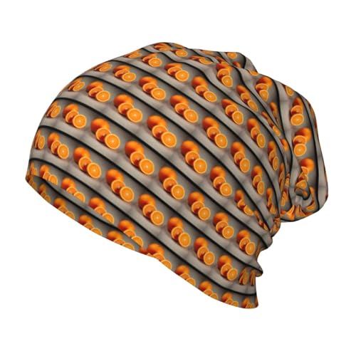 YANYU Orange Fruit Print Soft Beanie Winter Hat Warm Thermal Cap Headwear for Snow Play Outdoor Activities