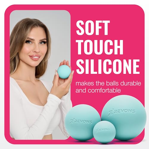 REVONS 3 in 1 Massage Ball Set - Lacrosse Balls for Myofascial Release, Back Pain Relief, Face Fitness, Trigger Points, Yo...