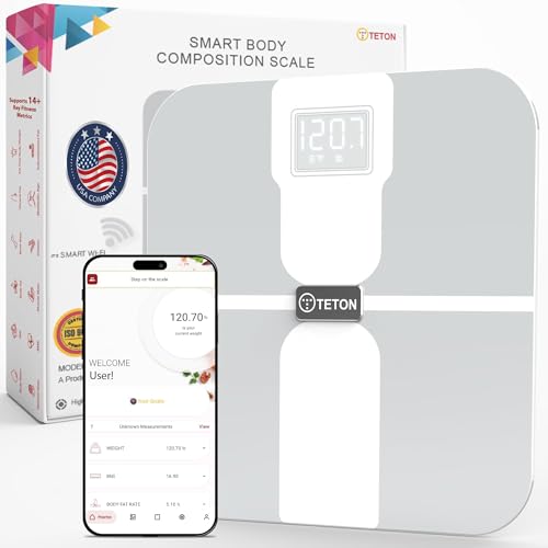 Smart Scale WiFi for Body Weight with ChatGPT Integration,Teton Digital Bathroom Scale Accurately Tracks 15 Body Metrics-B...