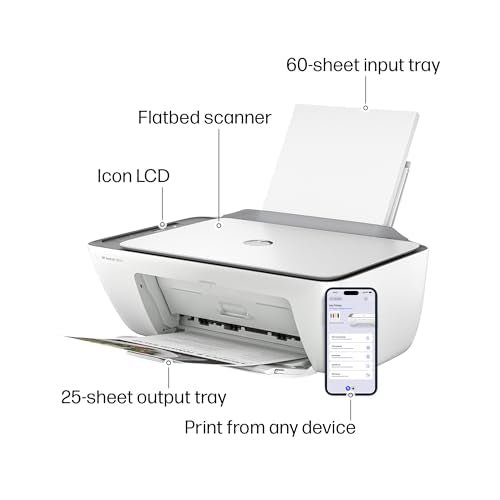 HP DeskJet 2855e Wireless All-in-One Color Inkjet Printer, Scanner, Copier, Best-for-home, 3 months of Instant Ink include...