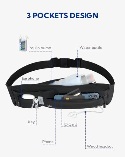 WATERFLY Running Belt Fanny Pack: Runner Marathon Jogging Waist Pack Sport Workout Exercise Fitness Phone Holder Belt for ...