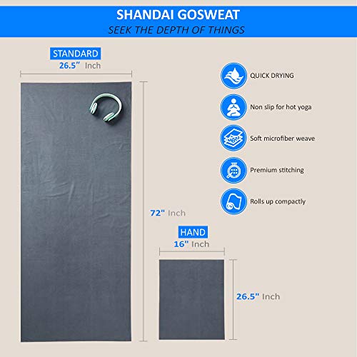Shandali GoSweat Non-Slip Hot Yoga Towel with Super-Absorbent Soft Suede Microfiber in Many Colors, for Bikram Pilates and...