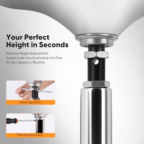 Professional 45mm Dancing Pole for Home, Spinning & Static Pole Dance Fitness Pole, Adjustable Height 7.6ft-9ft, Removable...