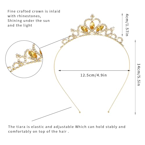 Molain 2Pcs Princess Crown Tiara, Girls Headband Hair Hoop with Rhinestone Crystal Pearl, Head Crown for Women Girls Weddi...