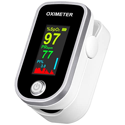 Pulse Oximeter Fingertip - Oxygen Meter Finger Pulse Oximeter - Blood Oxygen Saturation Monitor with Heart Rate and Fast S...