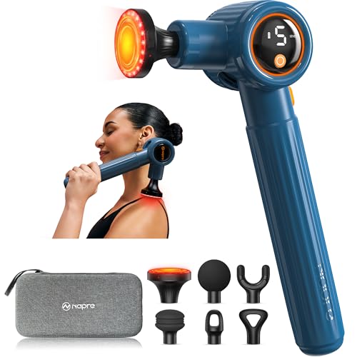 NAPRE Massage Gun with Heat,Massage Gun Deep Tissue with Extension Handle & 3 Adjustable Angles,Valentine's Day Gifts,Hand...
