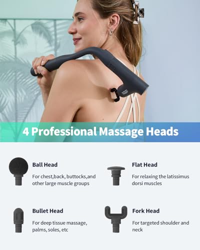 CAREKING 3-in-1 Detachable Massage Gun Deep Tissue, Ergonomic Extension Handle Back Massager for Pain Relief, Portable Per...