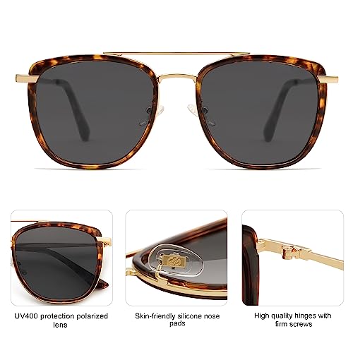 SOJOS Retro Aviator Square Polarized Sunglasses For Women Men,Vintage Women's Sun Glasses Shades UV400 SJ2180