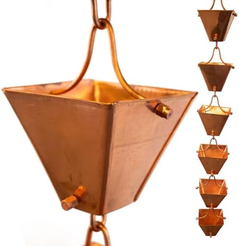 Nutshell Stores Medium Square Cups Rain Chain - Copper - 12 Feet