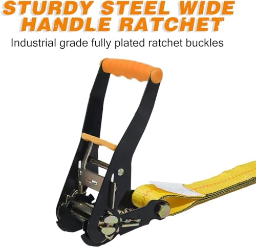 Autofonder Heavy Duty Adjustable Car Tie Down Kit with Snap Hooks -Break Strength 10,000 lbs-Working Load 3333 lbs-2 Inch ...
