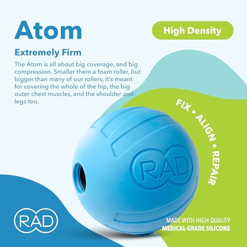 RAD Atom – Extra Firm Yoga Deep Tissue Massage Ball – Myofascial Release Ball for Back Pain, Shoulders, Glutes, Hamstring...