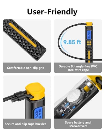 KINTHEA 2 in 1 Smart Jump Rope with Counter and LED Display, Cordless Jumping Rope with Counter for Women, Men, All Age, A...