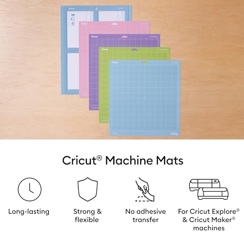 Cricut StandardGrip Machine Mats 12in x 12in, Reusable Cutting Mats for Crafts with Protective Film, Use with Cardstock, I...