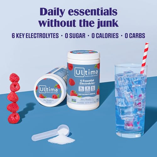 Ultima Replenisher Daily Electrolyte Powder Drink Mix – Sugar Free – Blue Raspberry, 90 Servings – Hydration Powder with 6...