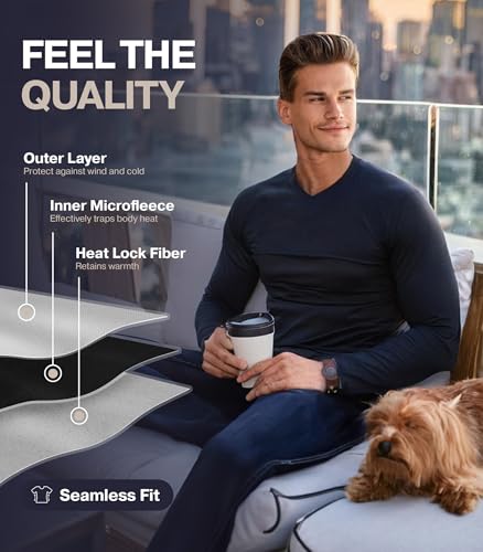 Thermajohn Long Johns Thermal Underwear for Men Fleece Lined Base Layer Set for Cold Weather