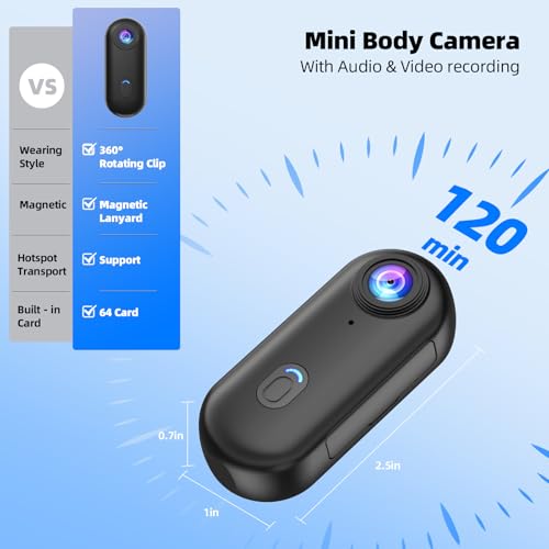 dahocamgo 4K Mini Body Camera, Sports POV Cameras, Portable Body Cam, Thumb Action Camera, Waterproof Wearable Camera, Hel...