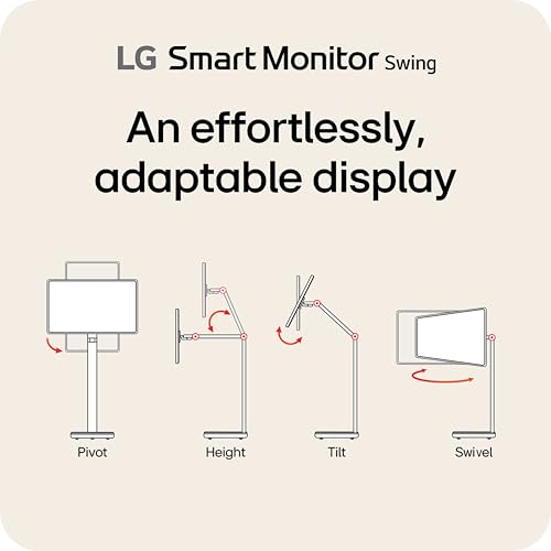 LG Smart Monitor Swing 32U889SA-W 32-Inch 4K UHD (3840x2160) IPS Touchscreen on a Fully Adjustable Wheeled Base HDR10, web...