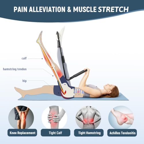PressLoo Hamstring Stretcher for Knee Extension & Pain Relief, Adjustable Low Back, Calf, Leg & Hip Stretching Device for ...