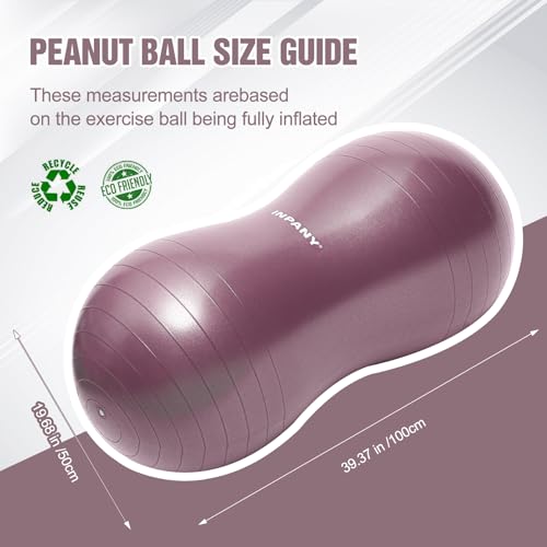 INPANY Peanut Ball - Exercise Ball for Labor Birthing, Anti-Burst Physical Therapy for Kids, Core Strength, Flexible Seati...