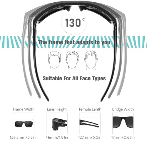 DUCO Polarized Sports Sunglasses for Men Women UV400 Protection Lightweight Frame for Fishing Driving Running F103