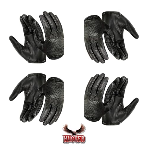Hugger Glove Company Men's Air Pro Sport Motorcycle, Driving, Police Patrol Summer Glove Water Resistant Leather